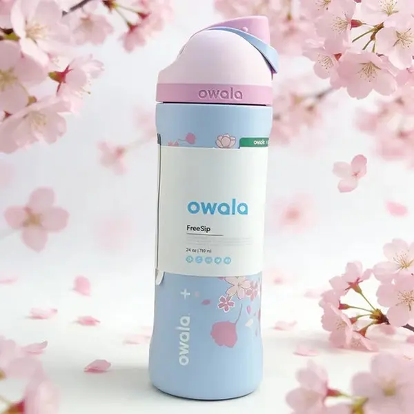 Owala FreeSipxSB Stainless Steel Water Bottle - Pink Sakura Edition, 2026 Summer Washable Reusable Hydrate Gift, Kitchenware Drinkware Tumbler
