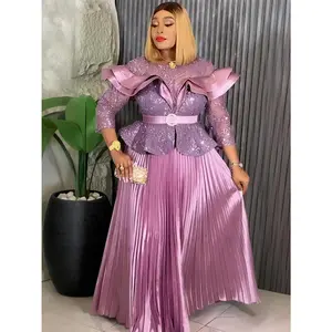 Plus Size African Party Dresses for Women 2025 New Fashion Dashiki Ankara Wedding Evening Gown Elegant Turkey Muslim Maxi Dress