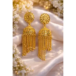 Temple Style Gold Plated Jhumki