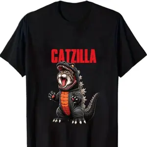 Cute Monster Style Cat Graphic T-Shirt Made from Soft Cotton, Playful Kitty Design for Cat Moms and Dads, Casual Fashion Tee for Everyday Wear and Holiday Gifting
