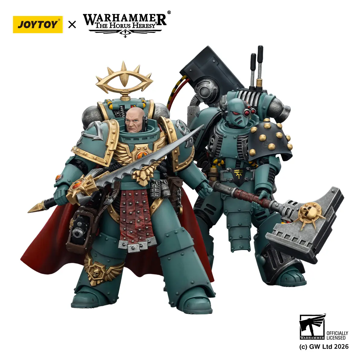 HIPLAY JOYTOY Warhammer 40,000 Sons of Horus 1/18 Scale Action Figures - Tybalt Marr and Siege Breaker