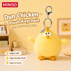 MINISO Dundun Chicken 3-Inch Plush Keychain – Soft Cute Stuffed Yellow Chick Pendant, Portable Mini Key Ring Charm for Backpack Purse