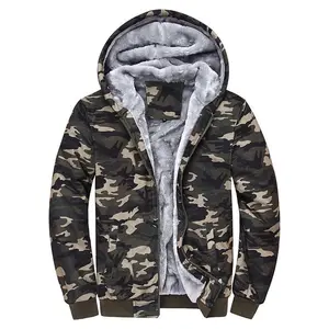 Winter Camouflage Hoodies Men Thick Warm Fleece Jackets Streetwear Hip Hop Sweatshirt Military Hooded Zipper Coat Plus Size 5XL
