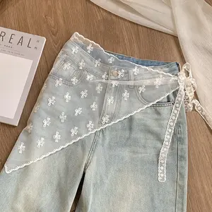 1-Pack White Lace Layering Mini Skirt for Women, Sheer Floral Lace Tie-On Half Skirt Bandana, Korean Style Layering Tool for Jeans and Leggings, Aesthetic Coquette Accessories