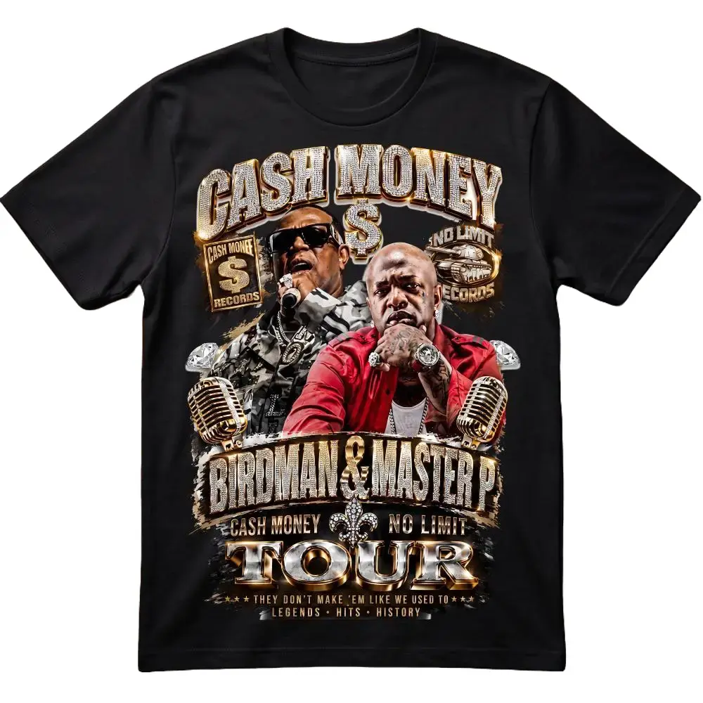 Birdman Master P Cash Money No Limit Tour T-Shirt 90s Hip Hop Legends Rap Concert Graphic Tee Vintage Rap Shirt
