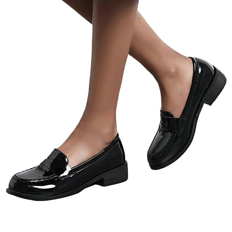 Women's Chunky Heel Platform Mary JanesCoquette Aesthetic Round Toe Pumps in PatentLeather for Casual Wear Solid color Simply wear Oxford shoes  Loafers Footwear Girl