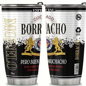 Funny Borracho Spanish Humor Tumbler Gift from Best Friend March Seventeen, Vintage Style Party Lover Cup for Travel Coffee, Perfect for Kitchen, Office Desk or BBQ Hangout