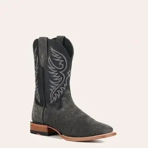 Ariat Men's Wiley Black Elephant Roughout and Black Wide Square Toe Cowboy Boots
