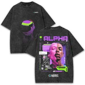 "Purple Tupac Shirt" Digital Identity Cybernetic Human AI-Surrealism Oversized Vintage Washed Tee - Heavyweight 260GSM Front & Back Print | Unpack the layers of self in a data-driven world!