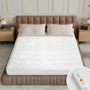 Heated Mattress Pad  XL Size - Single Control Electric Mattress Pad with 4 Heat Settings & 10 Hour Auto Off,Bed Warmer Mattress Cover 15" Deep Pocket,Machine Washable(White-Sherpa)