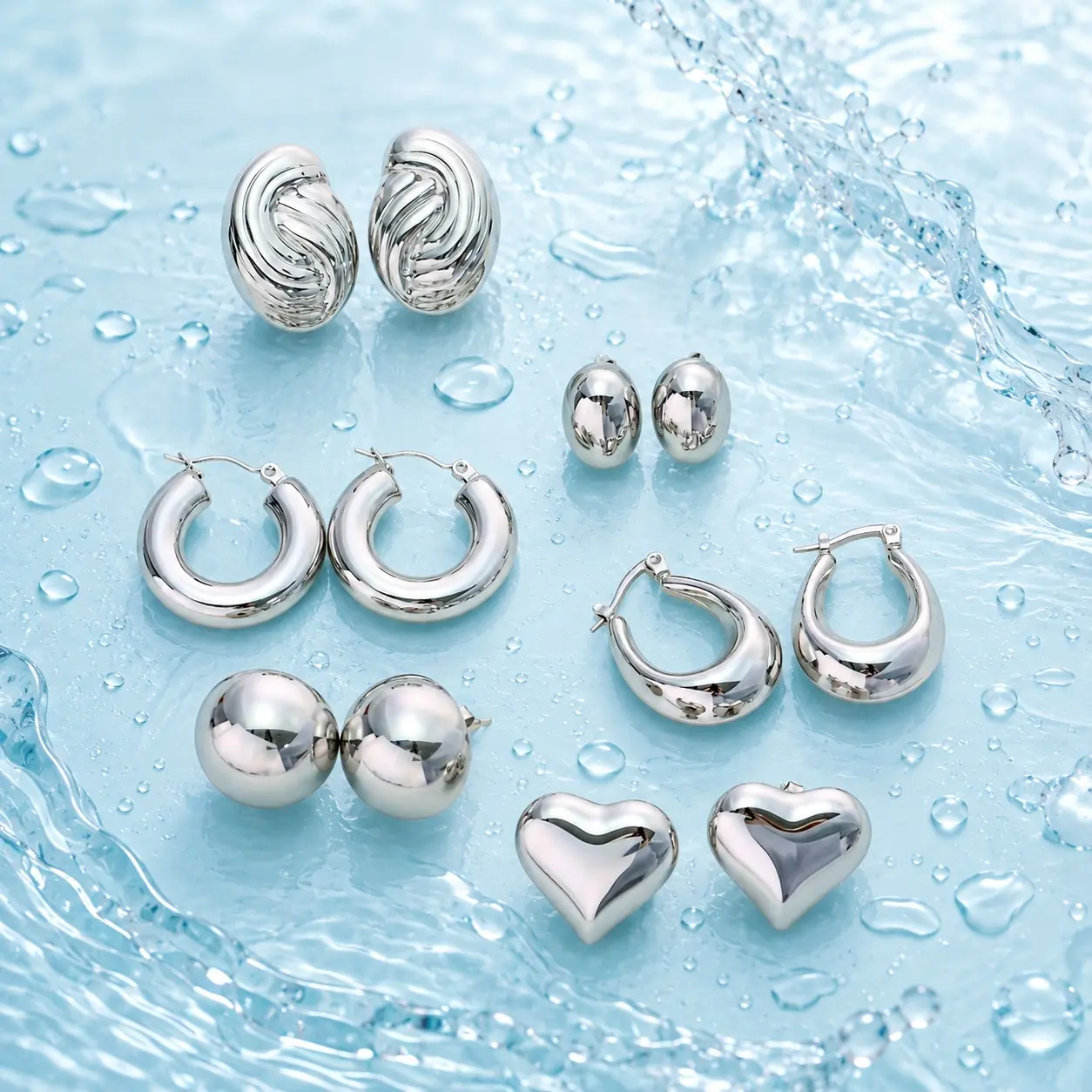 Women Earrings Set Lightweight Waterproof Stainless Steel Stud Earrings Silver Gold Tone Minimalist Everyday Jewelry Gift