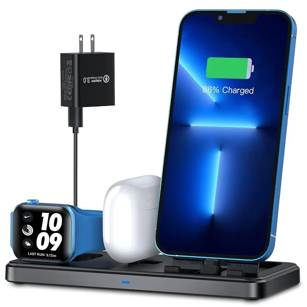 Foldable 3-in-1 Magnetic Charging Station for iPhone, iWatch & AirPods