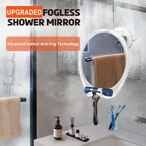 Fogless Shower Mirror with Suction Mount & Swivel – Anti-Fog Acrylic Bathroom Mirror for Shaving, Built-in Razor Holder, Easy to Install, Home Shower Accessory, Wall-Mounted Vanity Mirror, Birthday Gift Idea