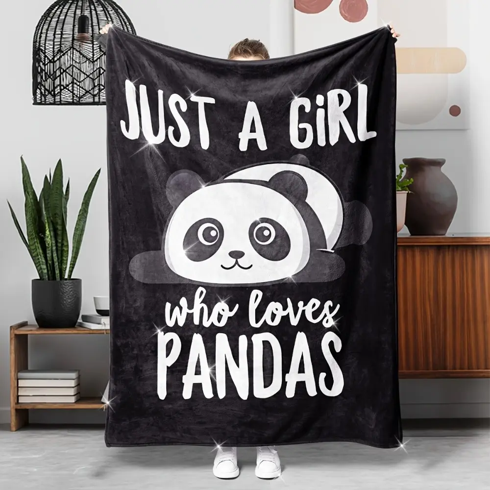 Printed Panda Fleece Flannel Blanket - 1-Piece Assorted Patterns, Cozy Throw Blanket, Soft Bedding Throw, Snug as a Bug in a Rug, Machine Washable for Sofa Bed Cozy Setup, Ideal Halloween & Christmas Gift, Flannel Printed Blanket