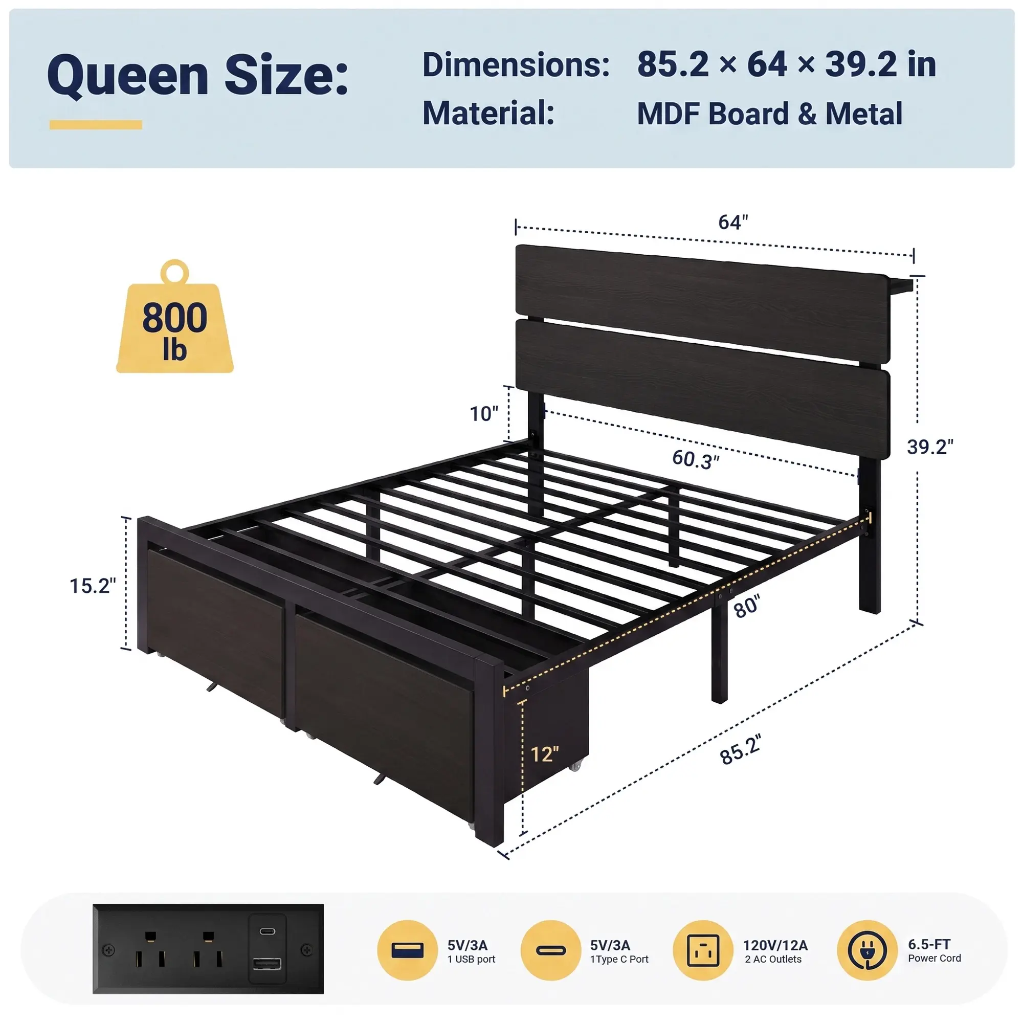 Queen with Drawers