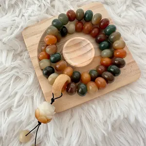 Natural Bodhi Bead Double Layer Bracelet with Carved Pinecone Beads, Bodhi Ring | Handmade Anxiety Relief Fidget Jewelry | Spiritual gift
