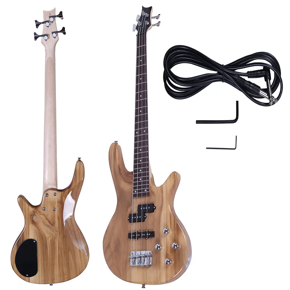 Exquisite Stylish Bass guitar with Power Line and Wrench Tool Burlywood Color acustic jazz master god in affordable electric explorer player Beginners Kids acoustic Set arch top new strings metal rocks starter electric beginner kit modern beginner gift