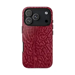 Burgundy Leopard Print 2-Piece Tough Rubber Smartphone Case, Stylish Protective Cellphone Accessory, Hard Protector Cover for iPhone 17 16 15 14 13 12 11 X Mini Pro Max