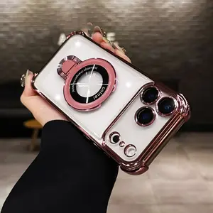 Transparent Magnetic Holde Bracket Case for iPhone 17/17 Pro/17 Pro Max And 17 Air, Shockproof Phone Cover