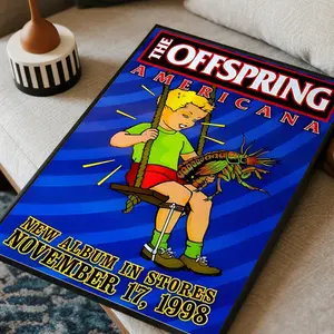 An Unframed Canvas Painting, "The Offspring Americanana" Retro Rock Band Canvas Print Poster - Music Wall Art Decoration from the Past, Suitable for Living Room, Bedroom, Office, Restaurant, Bar - Perfect Gift