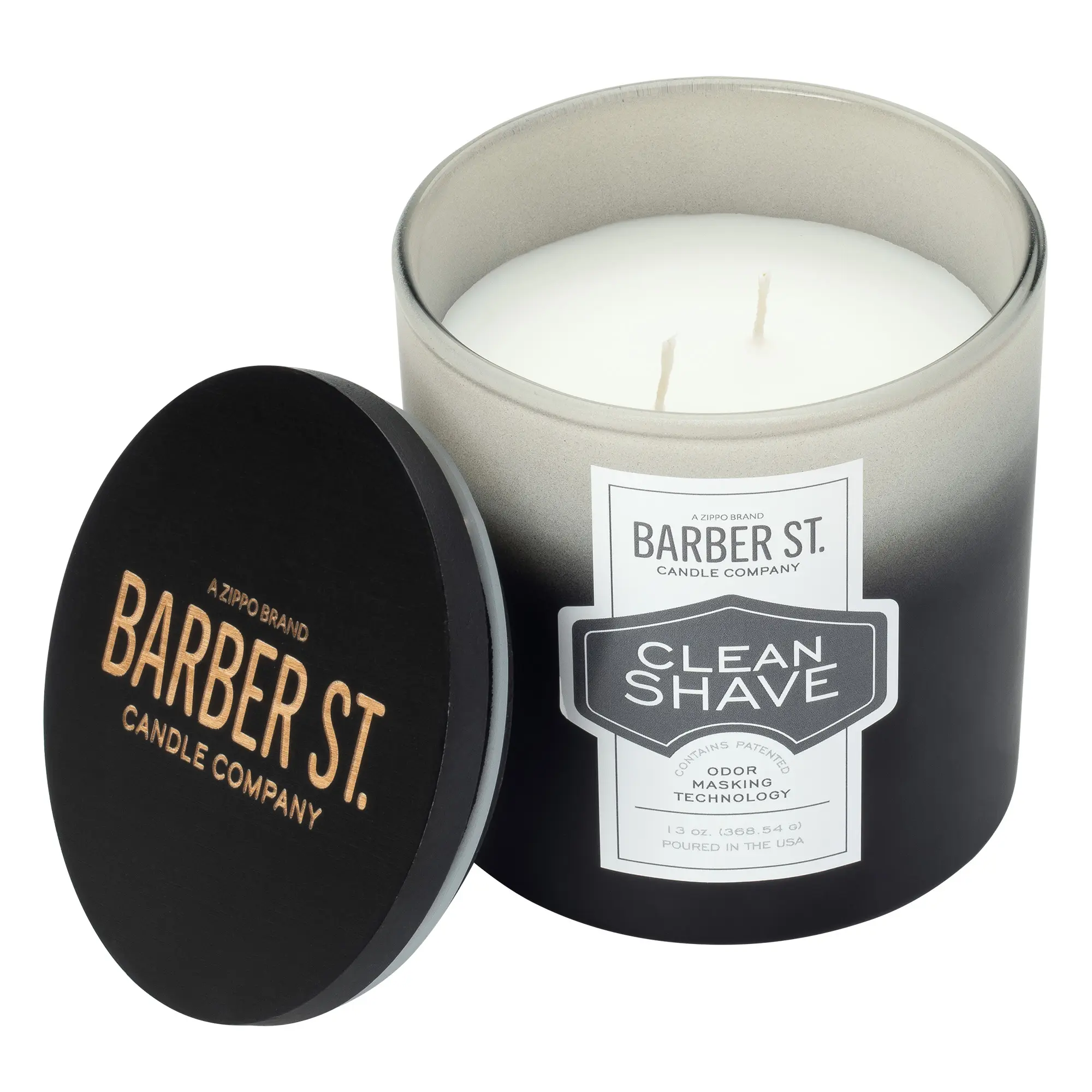 Barber Street Glass Odor Masking Candle - Clean Shave Fragrance Aroma Freshener for Home Decor, Gift