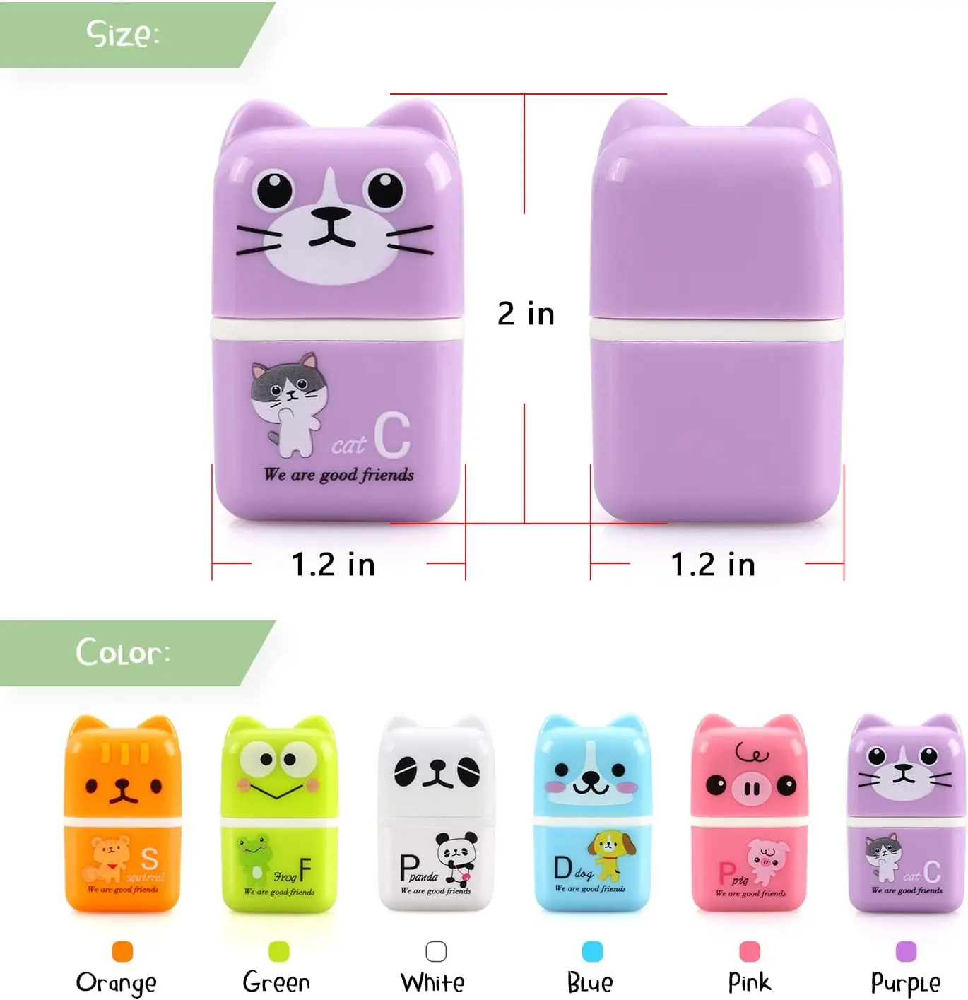 6 Pack Erasers for Kids, Cute Pencil Erasers with Cover & Roller, Fun Rubber Erasers for School, Party Favors & Gifts