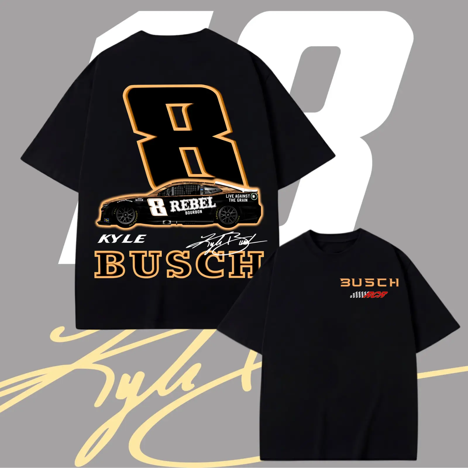 Number 8 Rebel Racing Graphic T-Shirt, Vintage Stock Car Inspired Black Tee, Motorsports Fan Shirt, Bourbon Race Car Style Short Sleeve Top for Men & Women
