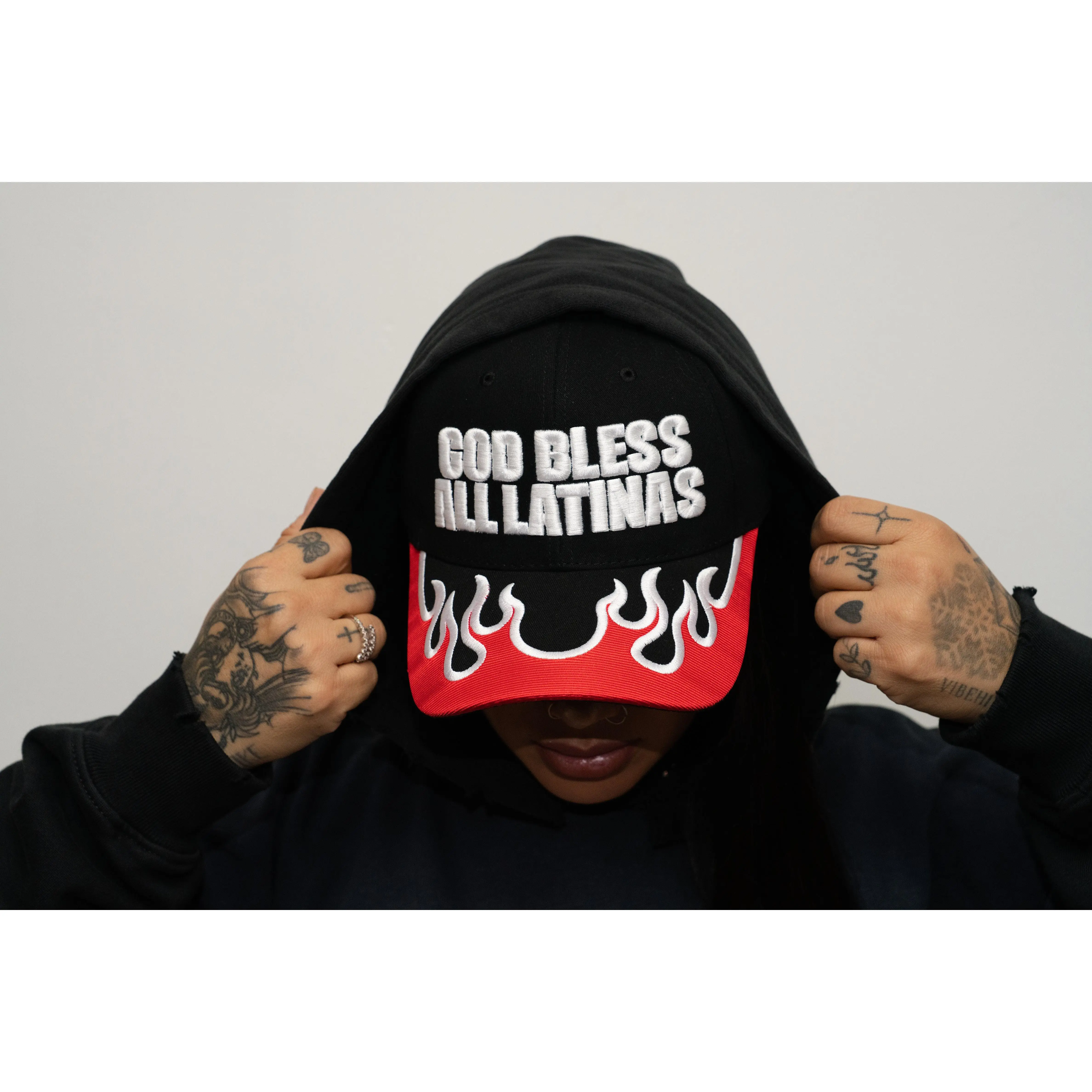 GOD BLESS ALL LATINAS Flame Hat