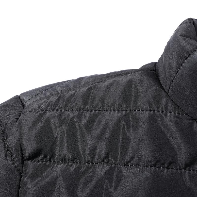 Men's Autumn Winter Outdoor Casual Warm Cotton Jacket Fashionable Versatile Stand Collar Windproof Coat Beige Long Sleeve Plain Heated Down Hooded Jacket - Black