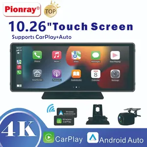 10.26 Inch Carplay Display Screen, Touchscreen, Car Video Player, with Mirror Link/Backup Camera/Bluetooth/GPS Navigation/AUX for All Vehicles  Android Auto Functionality, Rearview Camera Included
