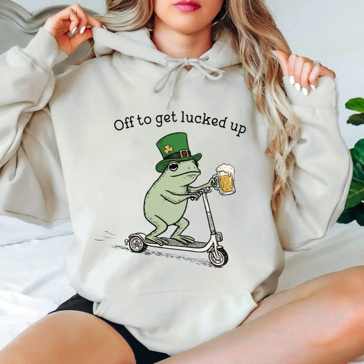 St Patricks Day Shirt, Funny Frog Off To Get Lucked Up Tshirt, Lucky Shamrock Tee, Saint Patrick's Party Shenanigans Sweatshirt, Saint Pattys Gift, Unisex Crewneck Pullover Tee, Classic Streetwear