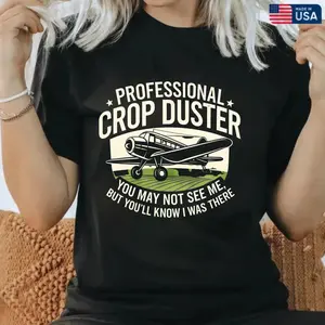 Professional Crop Duster Print T-Shirt - Unisex Menswear Classic Round Neck Short-Sleeve, Soft Breathable Cotton Top for Office, Streetwear，100% Cotton Unisex T-Shirt S-5XL