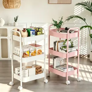 3-Tier Rolling Metal Mesh Storage Cart Heavy Duty Utility Organizer Rack with Lockable Wheels 66lbs Capacity for Candy Jar Kitchen Bathroom Office Garage Closet