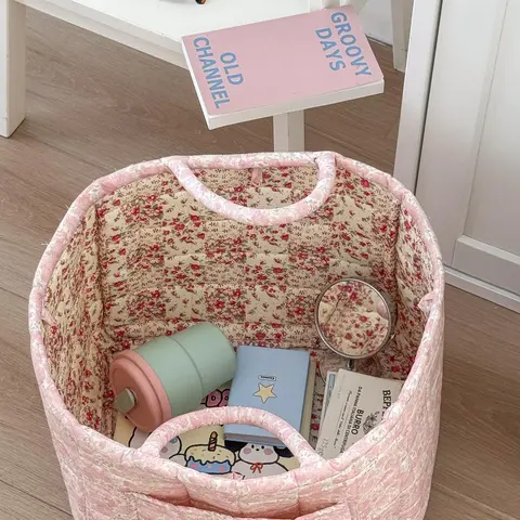 Floral Pattern Storage Basket, Portable Lingerie & Small Essentials Basket, Home Organizer for Bathroom Bedroom Office, Multipurpose Organizing Baskets