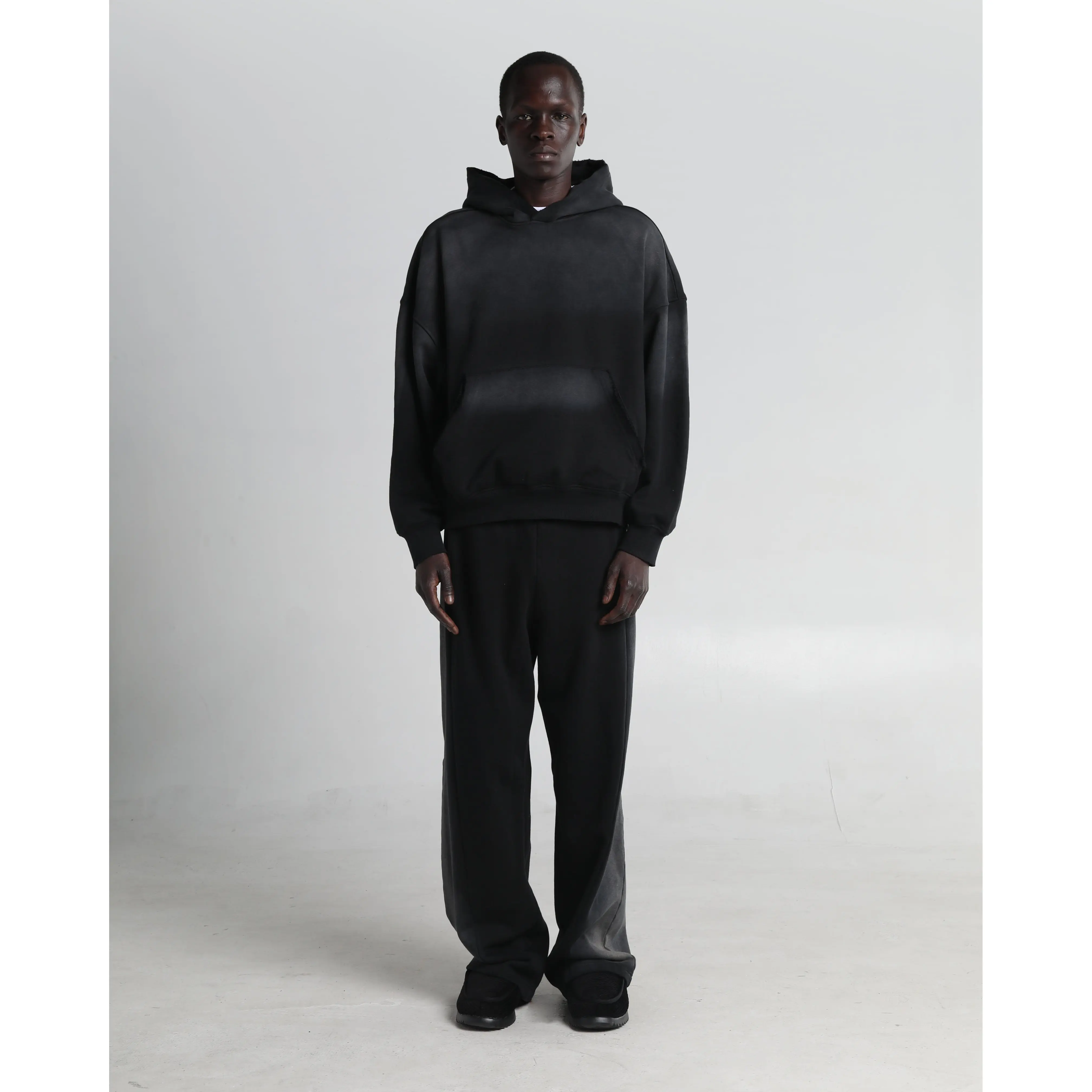 Garment Dye Distressed Drop Shoulder Hoodie
