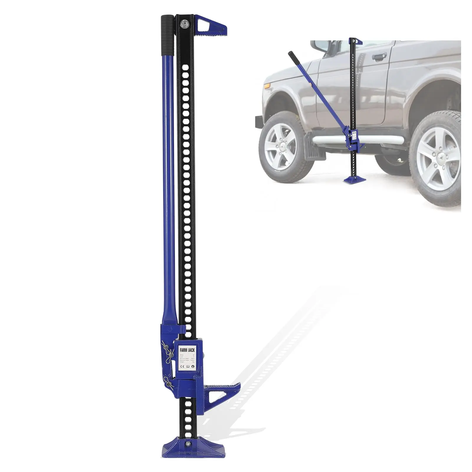 Heavy Duty Farm Jack 3 Ton (6600Lbs) Capacity - 48" High Lift Steel Off-Road Lift - Ratcheting Utility Jack for Tractor, Truck, SUV & Bumper Lift, Blue