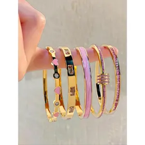 Elegant Fashion Bangle Bracelet Set, Stainless Steel Fashionable Eternal Lightweight Bangle, Very Suitable for Parties, Gatherings and Birthday Gifts