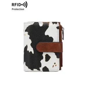 2026 New Women's Medium-Size Cow Print Bifold Wallets, Zipper Closure, Multi-Compartment, Trendy Casual All-Match Exquisite Birthday Gift (Sports & Outdoor Accessory)