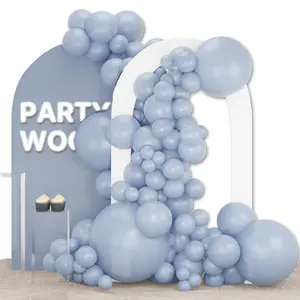 PartyWoo Dusty Blue Balloons 100pcs Different Sizes Pack of 36 18 12 10 5 Inch Slate Blue Boho Neutral Balloon Arch Kit for Baby Shower Graduation Cat Tornado Birthday Party Decorations Blue-F51