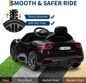 【Christmas Gift】Black Licensed Maserati GranCabrio 12V Kids Ride On Car With Remote Control Dual Motors Spring Suspension Safety Features For Ages 3 To 8 Black