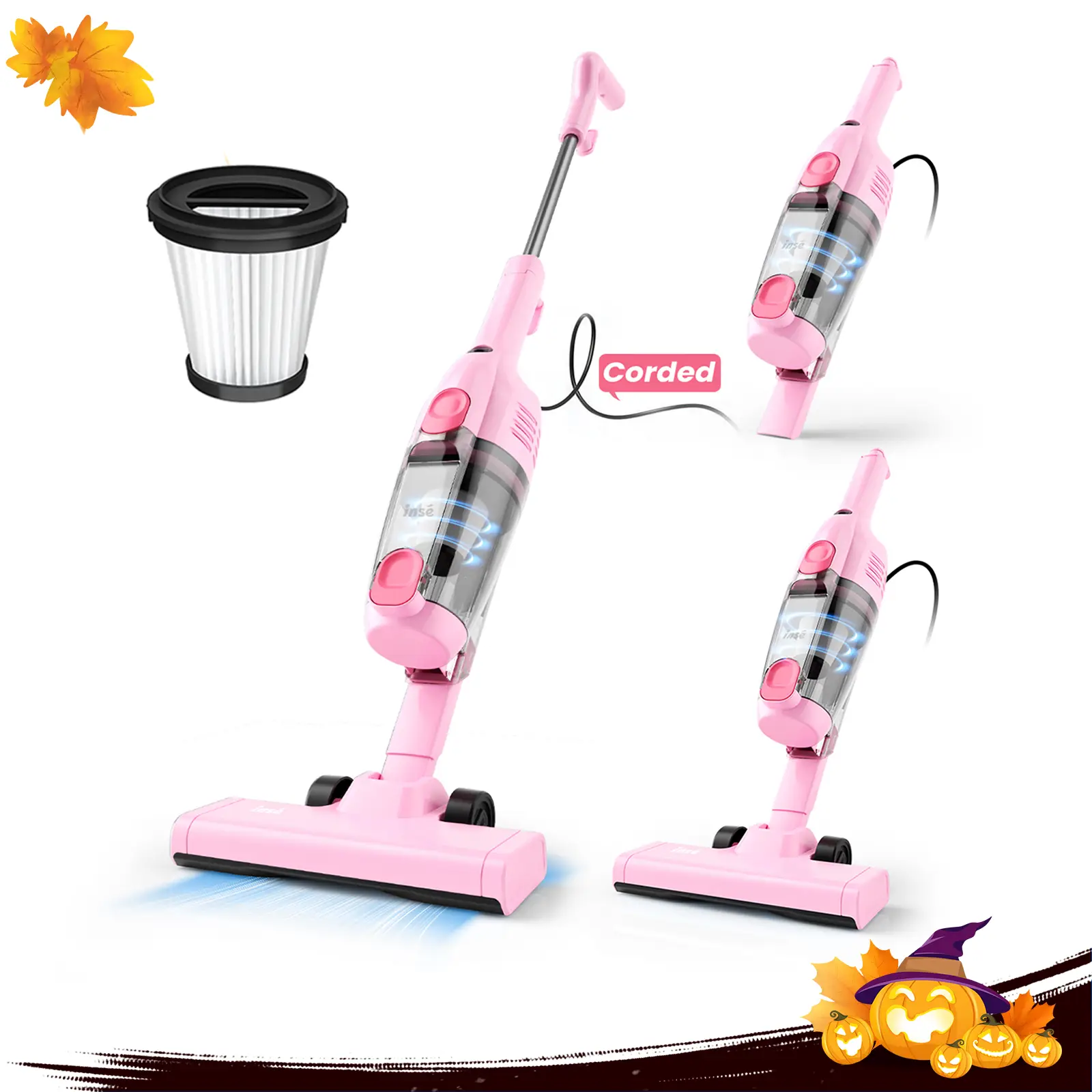 [FallDealsForYou] INSE R6X Corded Stick Vacuum, 15KPa Suction with 600W Motor, Ultra-Lightweight Bagless Upright Vacuum with Handheld for Home Hard Fl