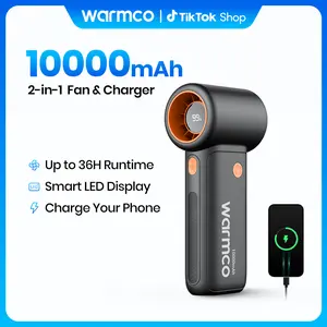 Warmco 10000mAh Turbo Portable Handheld Fan, 36H Runtime USB-C Rechargeable Personal Travel Fan, 5 Speeds & LED Display for Outdoor Travel, Gift for Men and Women