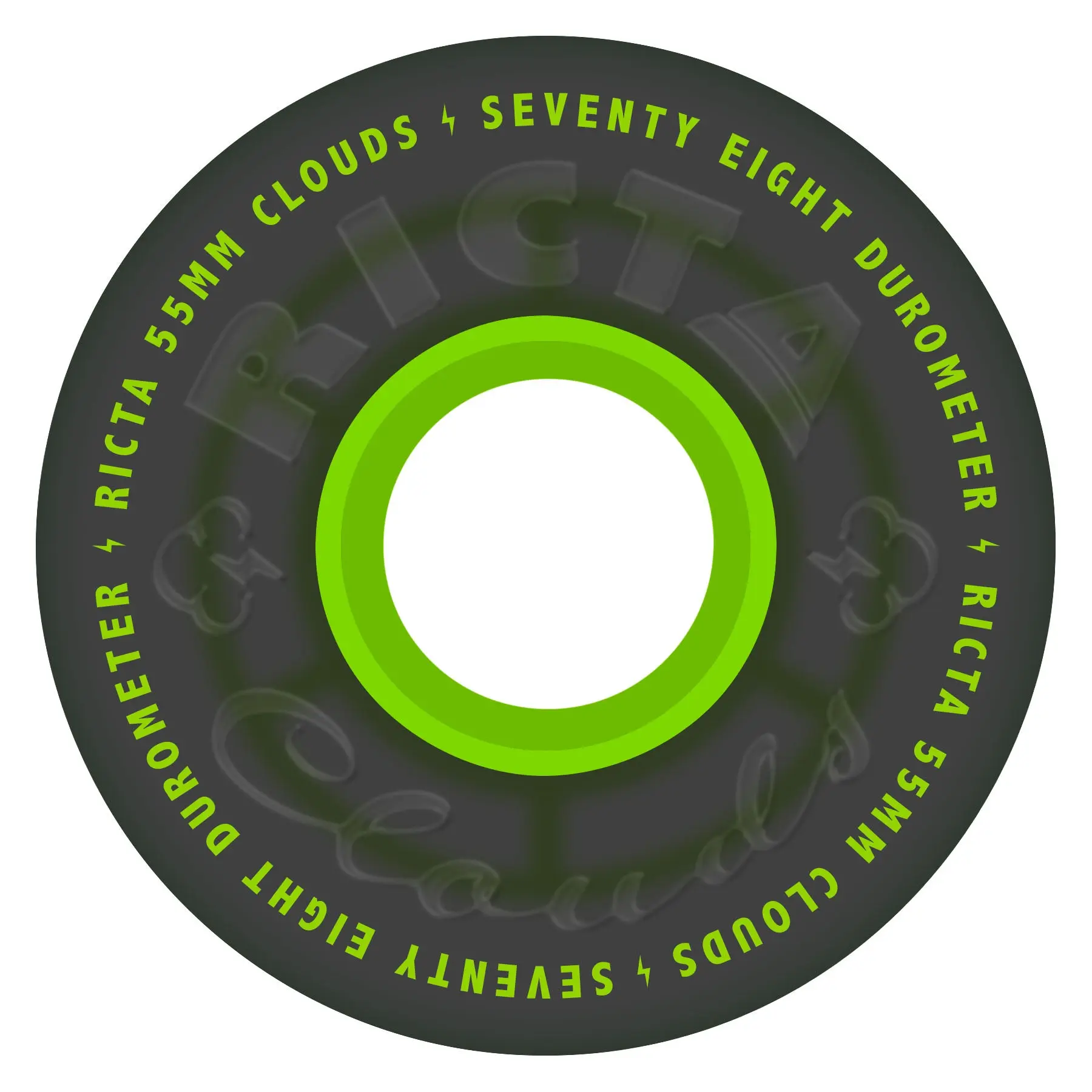 Ricta Skateboard Wheels, 55mm Transparent Black/Green Clouds Rubber Skateboard Parts, 78a Durometer, Rubber Wheel Skateboard Parts