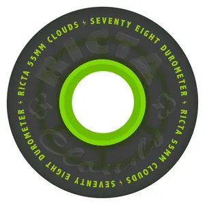 55mm Clouds Transparent Black/Green 78a Ricta Skateboard Wheels