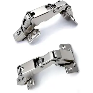 2 Pack 180  Hinges,Concealed Hydraulic Adjustable Mounting,Soft Closing Frameless Cabinet Doors Hinges,Nickel-Plated Steel Buffer Dampers for Cabinet Corner(Full Overlay)