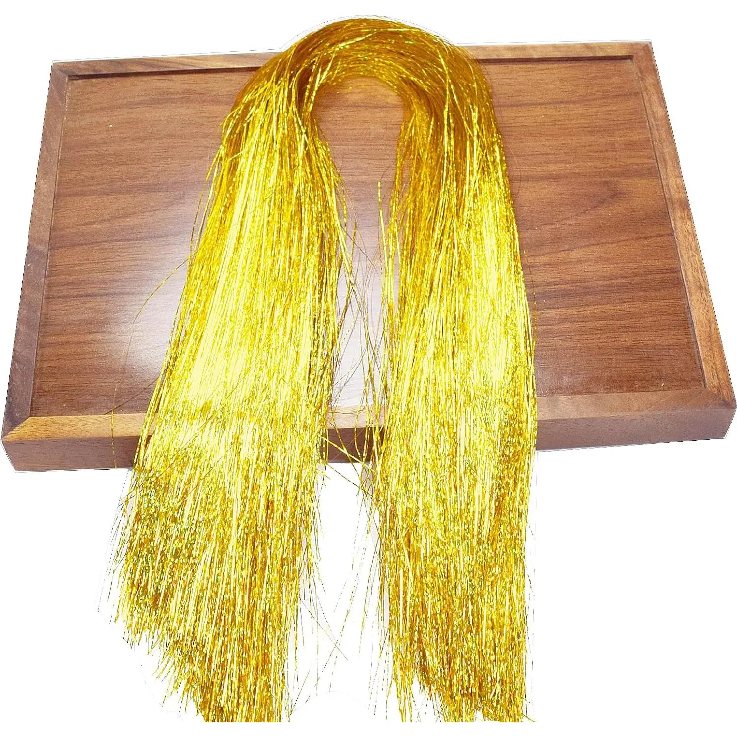 Gold 2000-Strand Christmas Tinsel Icicle Ornaments, 19.8" Shiny Mylar Foil Decorations for Xmas Tree, Holiday, Party Hanging (Home Supplies)
