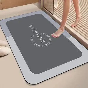 1 Pcs Bathroom Floor Mat, Diatomite Material Design, Fast Absorbent and Easy To Take Care Of, Suitable for Bathroom, Toilet and Home Decoration, Bathroom Drying Doormat, Non Slip Bathroom Rug, Bathroom Decorative Mat, Water Absorbent Mat
