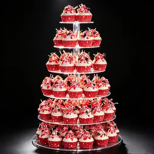 6-Tier Large Acrylic Cupcake Stand, Round Cake Holder, Pastry Display Tower for Wedding, Party Decorations