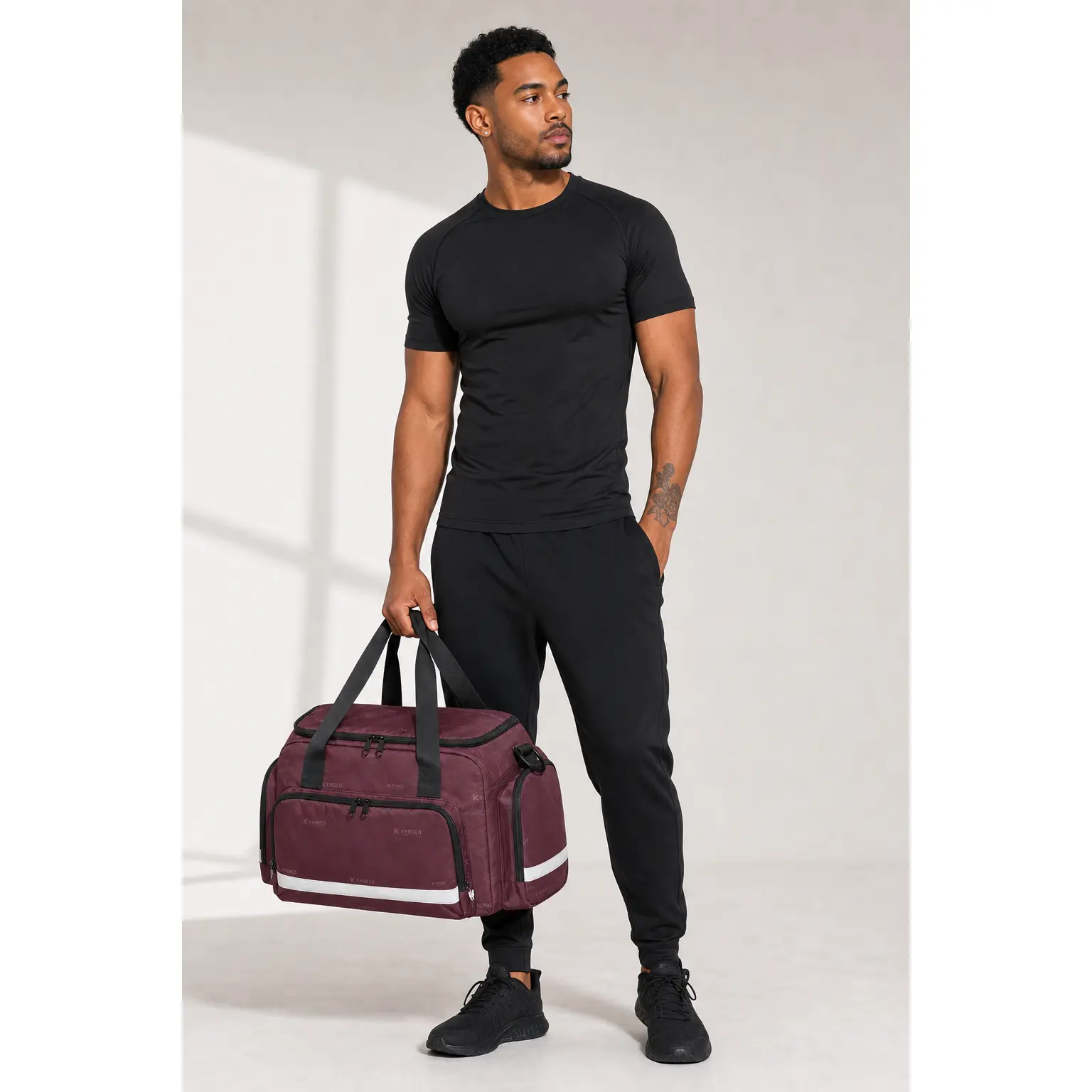KYNDEO Onyx Utility Bag - Oxblood, Zipped, Pocketed Travel Bag, Zipped Travel Bags, Pocketed Travel Bags