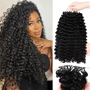 Uwigs Feather Crochet Hair Deep Wave Human Hair For Braiding Deep Wave Pre-Seperated 50g/PC
